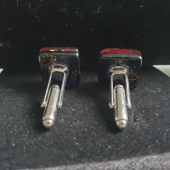 ITALIAN MURANO GLASS Men's Cufflinks Vibrant Red Infused 24K Gold | Chrome Back - Picture 2 of 4
